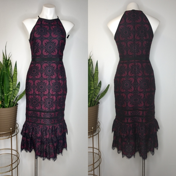 NWT Banana Republic purple & black lace dress SZ 2